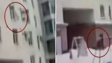 Mucizenin ta kendisi! 10. kattan düşen çocuğu montla yakaladı