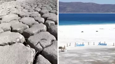 Kuraklıkla boğuşan Salda Gölü'nden sevindiren haber