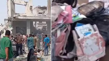 İran okul saldırısından geriye kalan kanlı çantalar oldu
