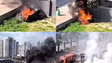 Mersin'de Otomobil Yangın Çıkardı