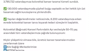 Kolorektal Kanser Tarama Hedefi Aşıldı