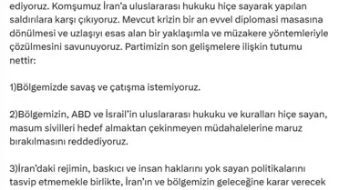 Özgür Özel'den Savaş ve Çatışma İstemiyoruz Vurgusu