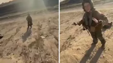 Düşen savaş uçağından kurtulan ABD askerinin yanına koştu, teşekkür etti