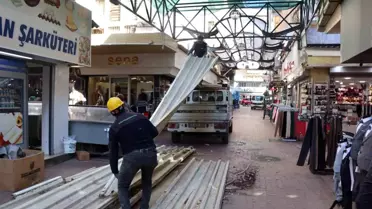 Nazilli Ayakkabıcılar Sokağı'nda çatı yenileme çalışmaları yeniden başladı