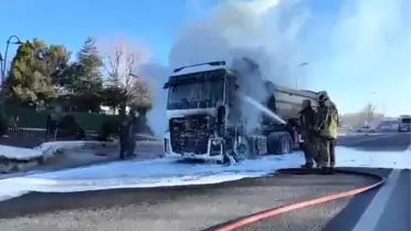 Polatlı'da Hafriyat Kamyonunda Yangın