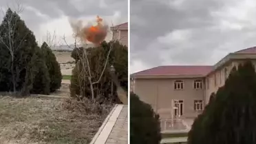 Azerbaycan'da okulun yanına İHA düştü