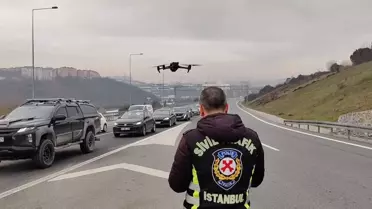 Dronla Trafik Denetimi: 5 Sürücü Cezalandırıldı