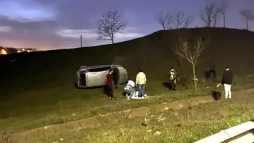 Alkollü Sürücü Şarampole Yuvarlandı