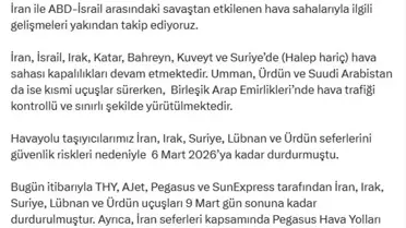 Bakan Uraloğlu: İran, Irak, Suriye, Lübnan ve Ürdün uçuşları 9 Mart'a kadar durduruldu