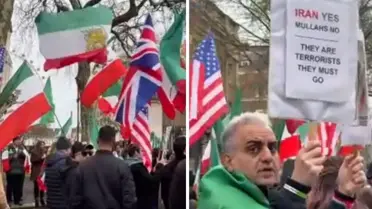 Londra'da yüzlerce kişiden İran protestosu