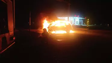 Kırıkhan'da Kaza, Araç Alev Aldı