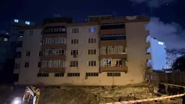 Bahçelievler'de inşaat çalışmasında zemininde boşluk oluşan 4 katlı bina mühürlendi