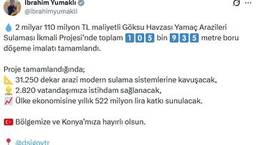 Göksu Havzası Sulama Projesi Tamamlandı