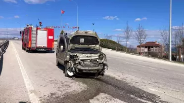 Bilecik'te kontrolden çıkan araç refüje çarptı