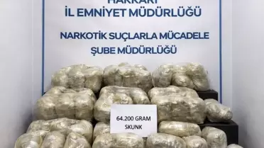Hakkari'de Uyuşturucu Operasyonu: 64 KG Skunk Ele Geçirildi
