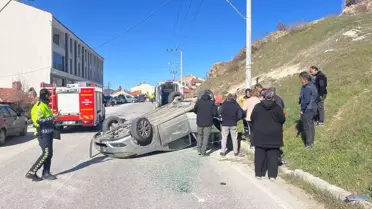 Tavşanlı'da Takla Atan Araçta Sürücü Yaralandı