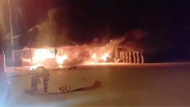 Çorum'da Lastikçiye Yangın Saldırısı