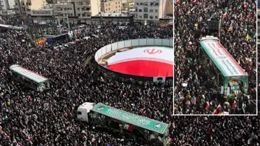 İran'dan gövde gösterisi gibi cenaze töreni! On binler akın etti