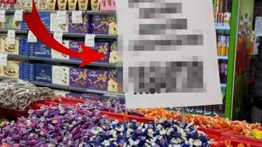 Bayram şekeri reyonuna asılan not tepki çekti