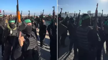 Gazze'de bir ilk! Hamas askeri geçit düzenledi