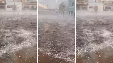 ABD'de dev dolu fırtınası, resmen gökten taş yağdı