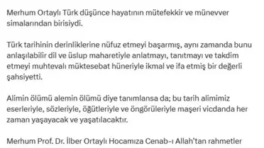 Bahçeli'den İlber Ortaylı İçin Taziye Mesajı