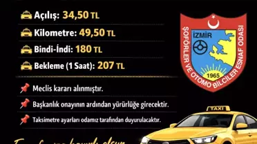 İzmir'de taksilerin indi bindi ücreti 180 lira oldu