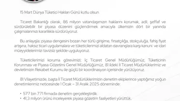 Ticaret Bakanı'ndan Denetim ve Tüketici Hakları Vurgusu