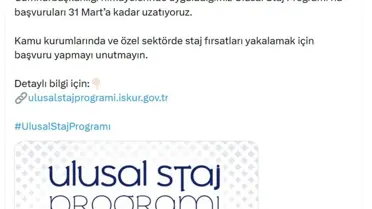 Ulusal Staj Programı Başvuruları Uzatıldı