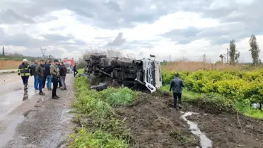 Hatay'da tanker devrildi, portakal bahçesi zarar gördü