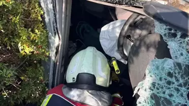 Kuşadası'nda araç şarampole yuvarlandı: 1 yaralı