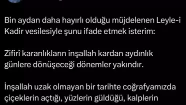 Erdoğan'dan Kadir Gecesi Mesajı