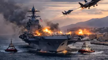 ABD'nin dev uçak gemisi yangın sonrası Girit'teki limana çekiliyor