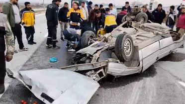 Çorum'da otomobil takla attı: 3 yaralı