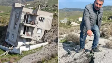 Dağ mahalleyi yutuyor! 14 ev yıkıldı, yolun güzergahı değişti