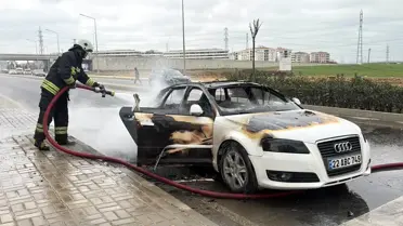 Tekirdağ'da Otomobil Alev Aldı