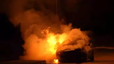 Saatler önce teslim aldığı araç kül oldu