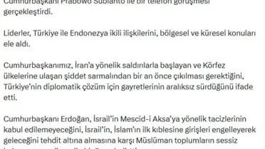 Cumhurbaşkanı Erdoğan, Endonezya Cumhurbaşkanı Subianto ile telefon görüşmesi gerçekleştirdi