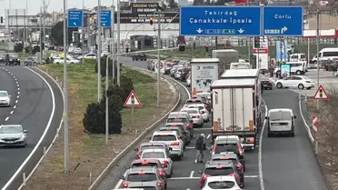 İstanbul-Tekirdağ Yolunda Bayram Yoğunluğu