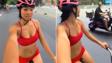 Kırmızı bikinisiyle trafiğe çıktı, 5 kazaya neden oldu