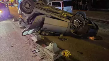 Eskişehir'de Takla Atan Araçta Kadın Sürücü Yaralandı