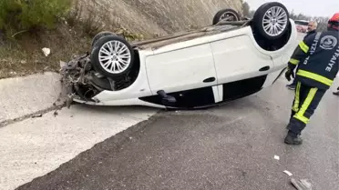 Denizli'de Otomobil Takla Attı