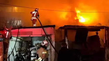 Alevlerin geceyi aydınlattığı yangında ev ve otomobil küle döndü