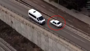 Ters Şeritte Kaçan Şahıs Dronla Yakalandı