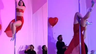 Direk dansı yapan kadını eşi videoya aldı