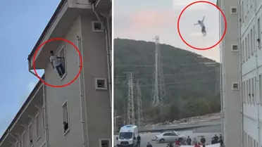 Yurdun camına çıktı, kendini bir anda boşluğa bıraktı