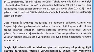 Uşak'ta Hükümlü Operasyonda Hayatını Kaybetti