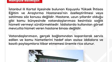 Koşuyolu Hastanesi Satılmıyor