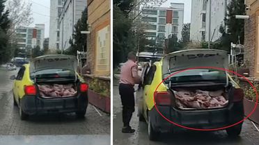 Akılalmaz görüntü! Taksi bagajında kilolarca et sevkiyatı