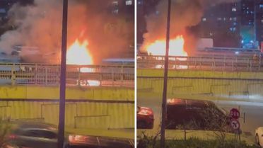 Okmeydanı'nda ticari takside yangın: Yolcular son anda tahliye edildi